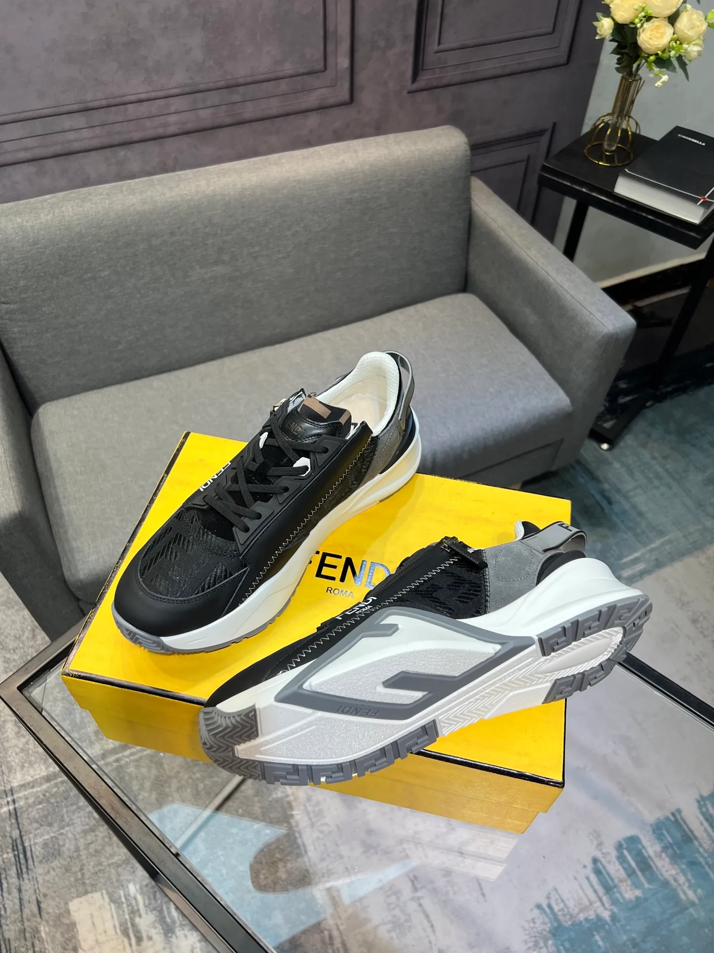 Men's shoes 💰540 FENDI men's fashionable casual shoes 👟Hot sale🔥 Official website 1:1 replica ⬆️Original quality - original leather - original breathable mesh lining original outsole 1:1 replica, code number 38-44 (45-46 customized)